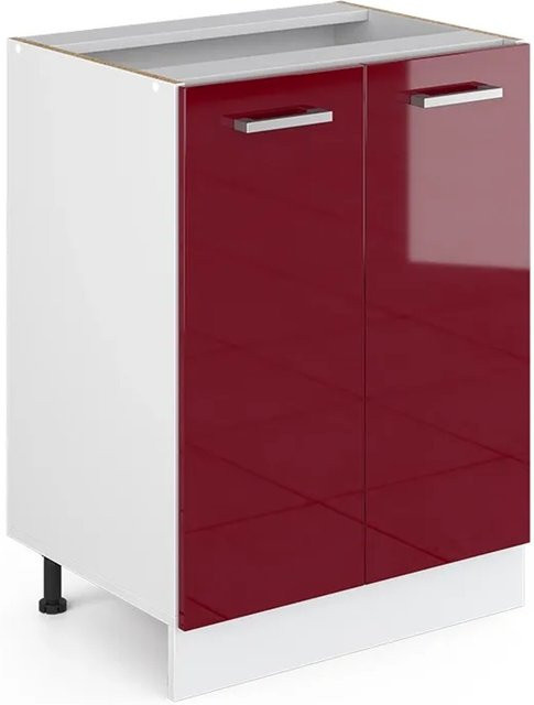 Vicco Küchenunterschrank R-Line Bordeaux Hochglanz/Weiß, Breite: 60 cm, Höhe: 81,6 cm, Tiefe: 46 cm - Bild 1