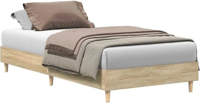 vidaXL Bettgestell aus Sonoma Eiche und Eukalyptusholz ohne Matratze B/T/H: 100 x 200 x 203 cm - Bild 1