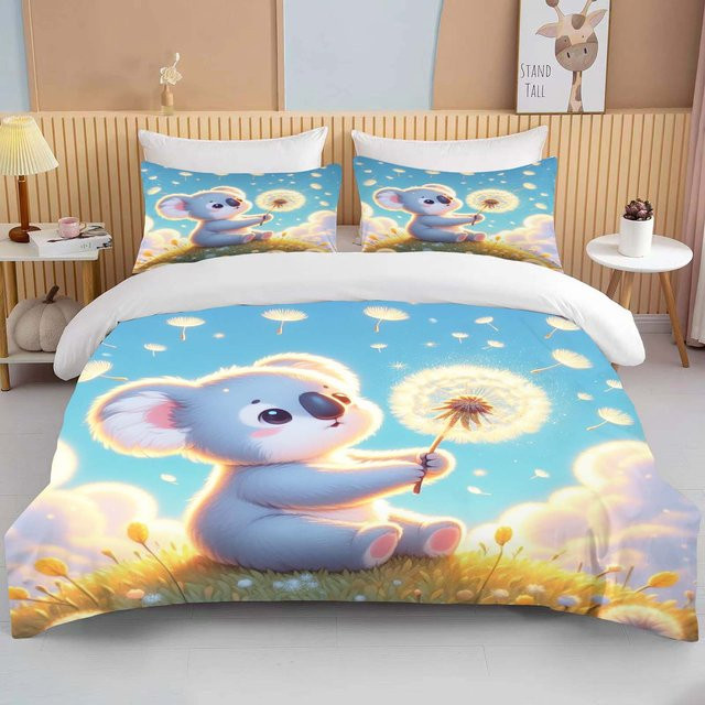 JMG Household Supplies Bettwäscheset mit Cartoon Koala Druck, 3-teilig, Blau, B/H: 135 x 200 cm - Bild 1