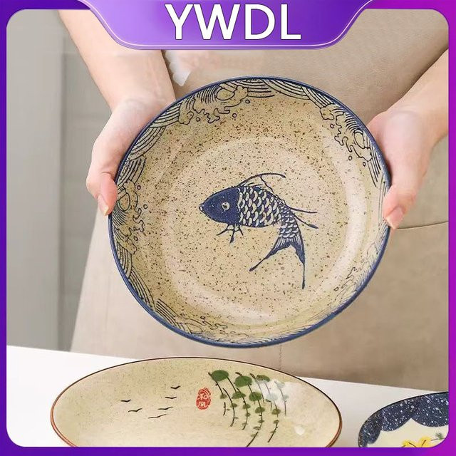 YWDL Japanischer Keramik-Teller mit floralem Design, handbemalt, Mehrfarbig, Durchmesser: 20,32 cm - Bild 1