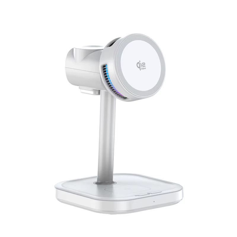 VIKEFON ICE Cooling Qi2 Rotierender Magnetischer Kabelloser Ladeständer Schwarz für iPhone, Apple Watch und AirPods - Bild 6