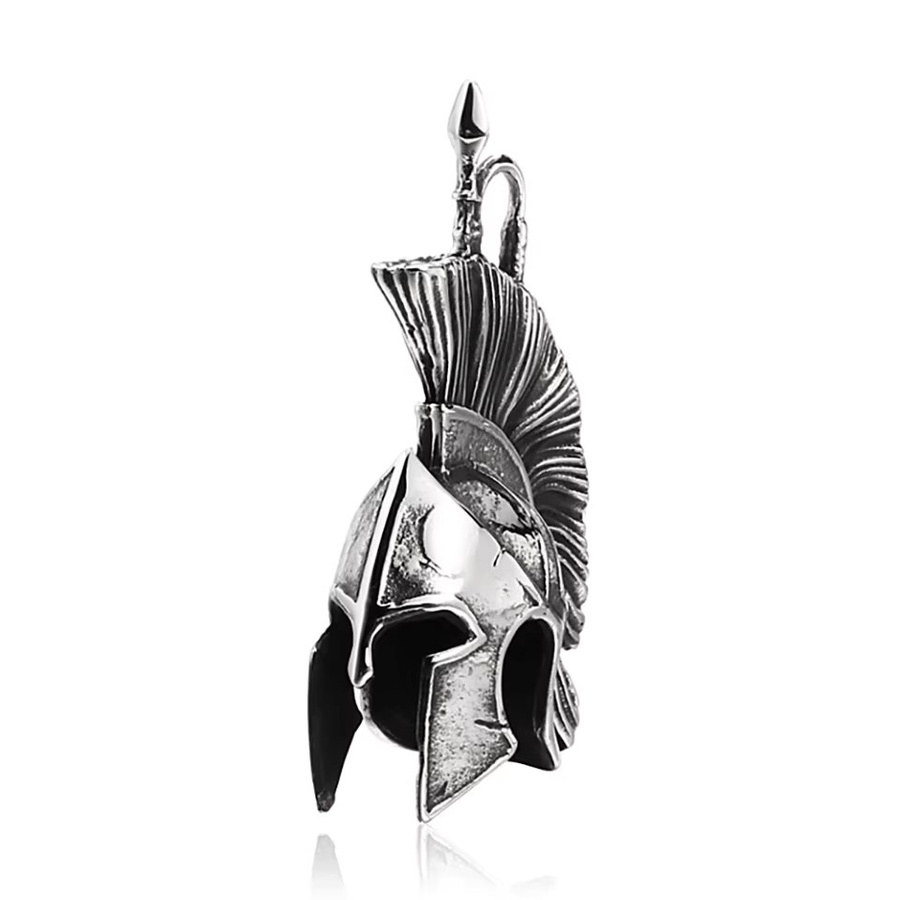 owlucky Halskette Spartan Helm Anhänger, Edelstahl, Schwarz, Herren - Bild 4
