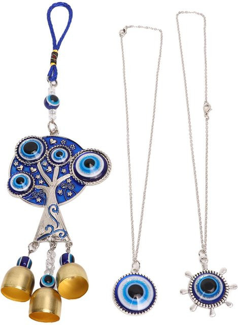 Schmuckset Halskette mit Anhänger, Silber, Blau, Kristall, Unisex - Bild 1