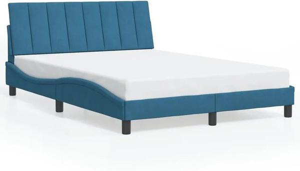 vidaXL Bettgestell Hanko ohne Matratze aus Samt in Blau, B/T/H: 140 x 200 x 145 cm