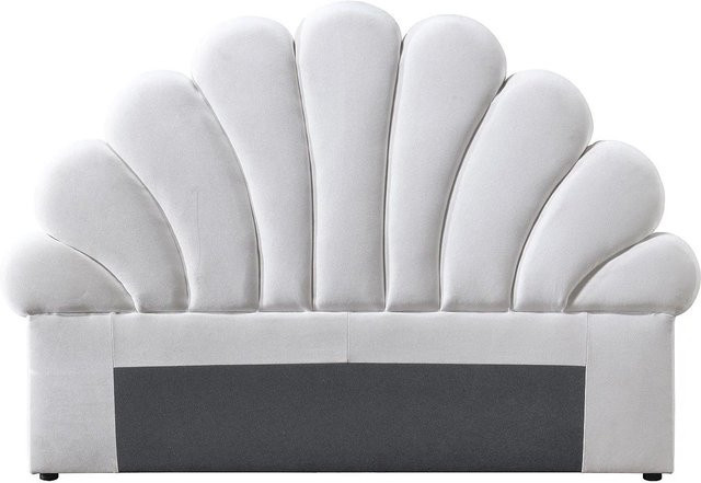 Vente-unique Bettkopfteil Moana Weiß mit Samtbezug und Art-Déco-Design, Breite: 187 cm - Bild 1