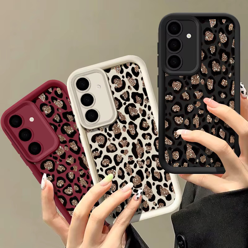 Braune Handyhülle mit Leopardenmuster für Samsung Galaxy S26 S25 S24 S23 Ultra FE sowie A57 A56 A36 A26 A17 A16 A15 A55 A15 5G aus TPU - Bild 1