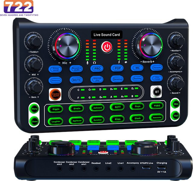 X60 Soundkarte Englisch Version Professioneller Audio Mixer für Karaoke, Broadcast und Live-Streaming in Schwarz - Bild 1