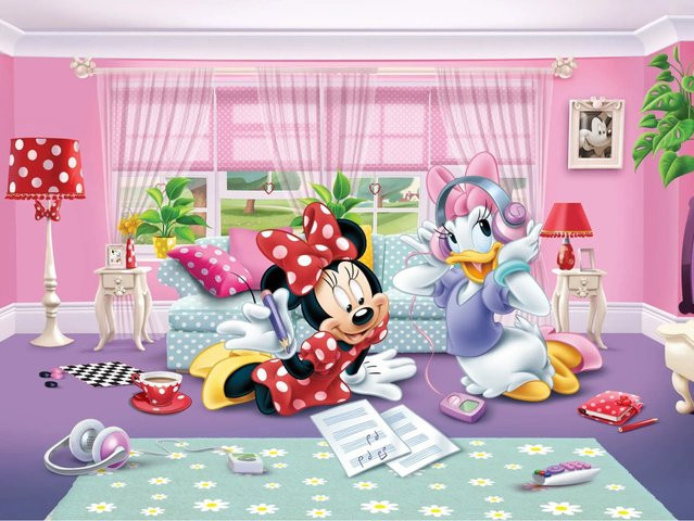 Disney Fototapete Minnie Maus in Rosa, Rot und Lila aus Vlies, Breite: 360 cm, Höhe: 270 cm - Bild 1