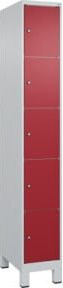 C+P Schließfachschrank Classic PLUS mit Füßen, 1 Abteil, Grau mit rubinroter Front, H x B x T: 195 x 30 x 50 cm - Bild 1
