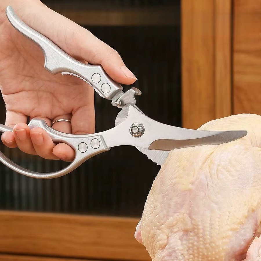 PLYS Hühnerknochenschere aus Edelstahl in Silber mit ergonomischem rutschfestem Griff für Hühnerknochen und Fischgräten - Bild 3