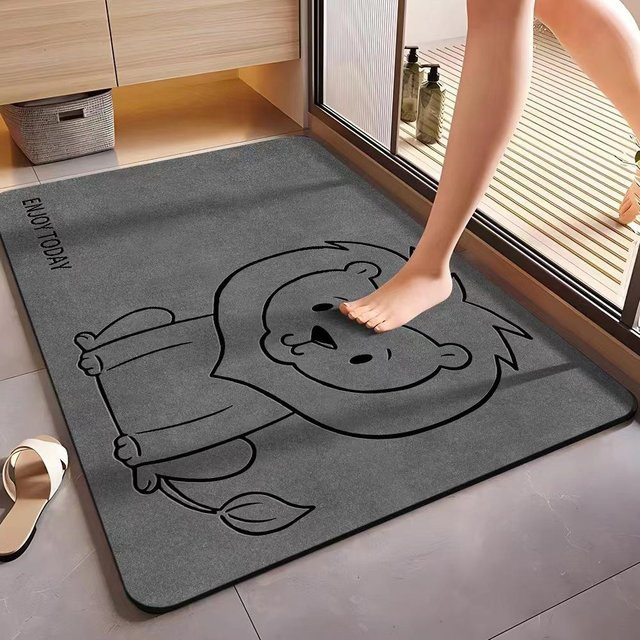 Rutschfeste Diatomeenerde Bodenmatte von Yiran Furniture in Grau, schnelltrocknend, B/T: 60 x 40 cm - Bild 1