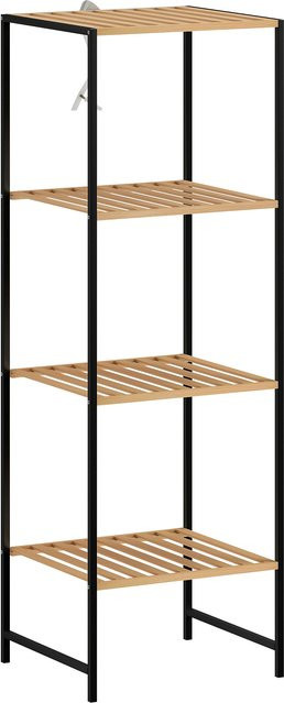 HOMCOM Standregal aus Bambus und Stahl in Braun, 4-stöckiges Badregal und Küchenregal im modernen minimalistischen Design, B/T/H: 36,5 x 33 x 110 cm - Bild 1