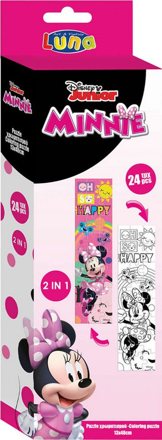 Diakakis Minnie Mouse Steckpuzzle 2in1 Malpuzzle, 24-teiliges Set - Bild 1