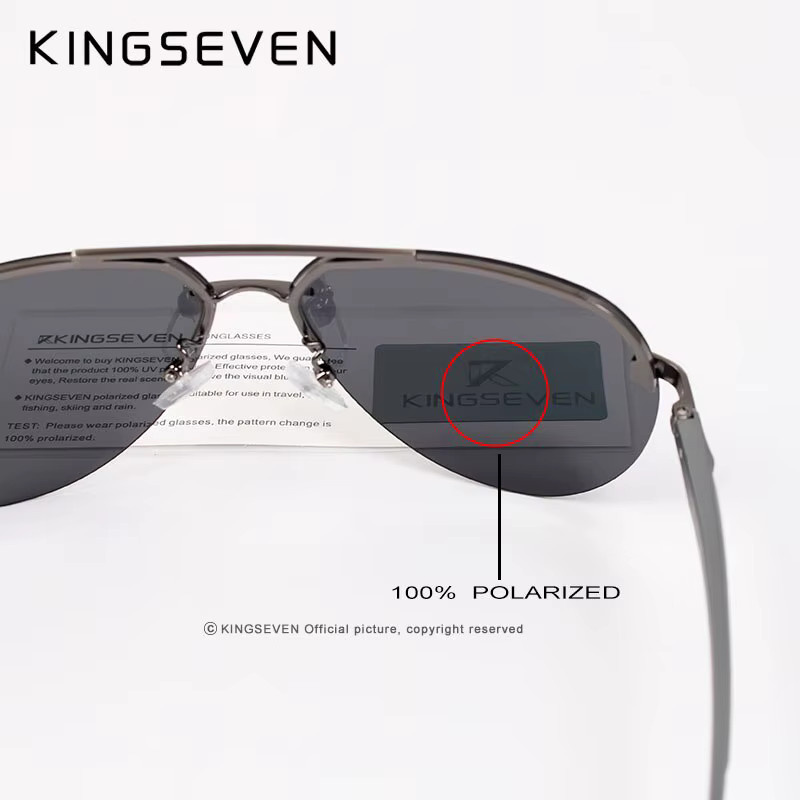 Kingseven Sonnenbrille, randlos, Metall, polarisiert, Aviator, Unisex - Bild 3