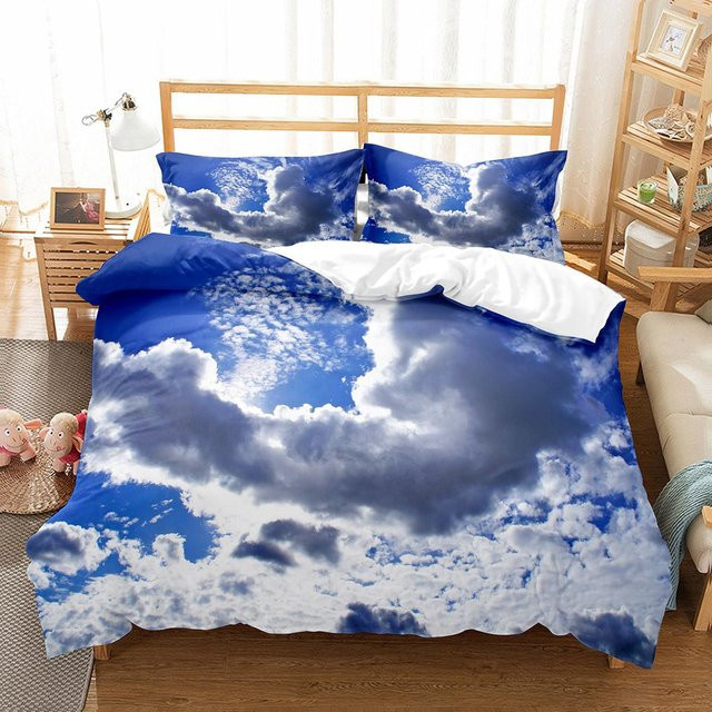 Bettwäscheset Weiße Wolke von Binchi Outdoor Product mit Kissenbezug, Farbe Weiß und Blau, Material Mikrofaser, B/H: 264 x 228 cm - Bild 1