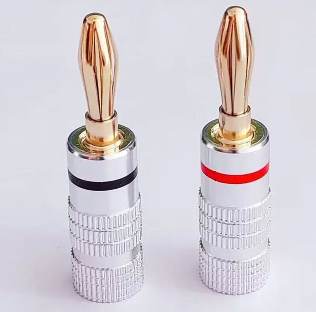 8 Stück Matihur Bananenstecker, 24 Karat vergoldet, 4 mm mit Schraubverschluss für Audio-Buchsen und HiFi, Farbe: Gold - Bild 1
