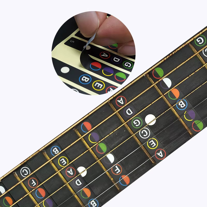 Marbit Gitarre Griffbrett Noten Aufkleber Etiketten in Blau und Multicolour für Erwachsene - Bild 2