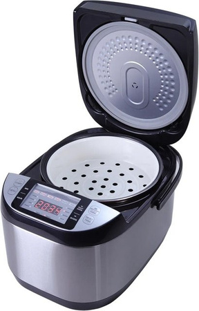 Sommertal Reiskocher RK50 in Silber mit 5l Fassungsvermögen, 3D-Heating, 790W Leistung, 8 Kochfunktionen, Digitalanzeige und Timer