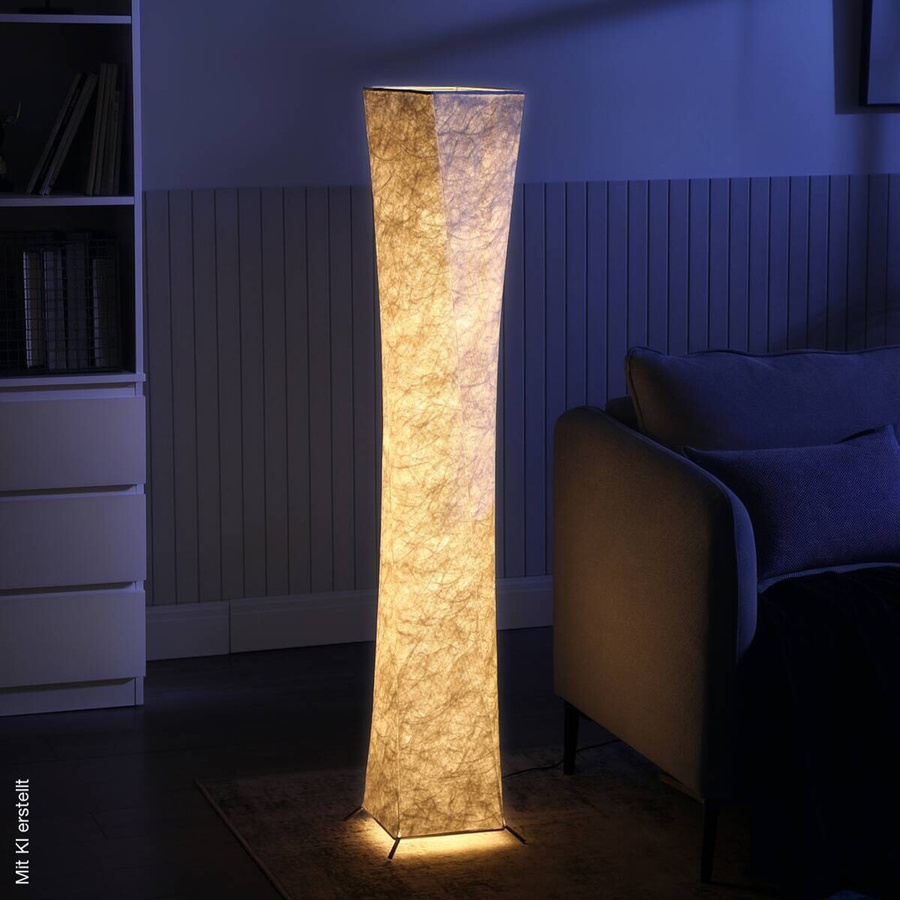 HOMCOM Stehleuchte modern in Silber und Weiß, dimmbare LED-Bodenleuchte aus Metall und Kunststoff, B/T/H: 25 x 25 x 129 cm - Bild 2