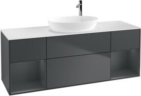V&B Waschtischunterschrank Finion mit Wandbeleuchtung, Grau lackiert, Breite: 160 cm - Bild 1