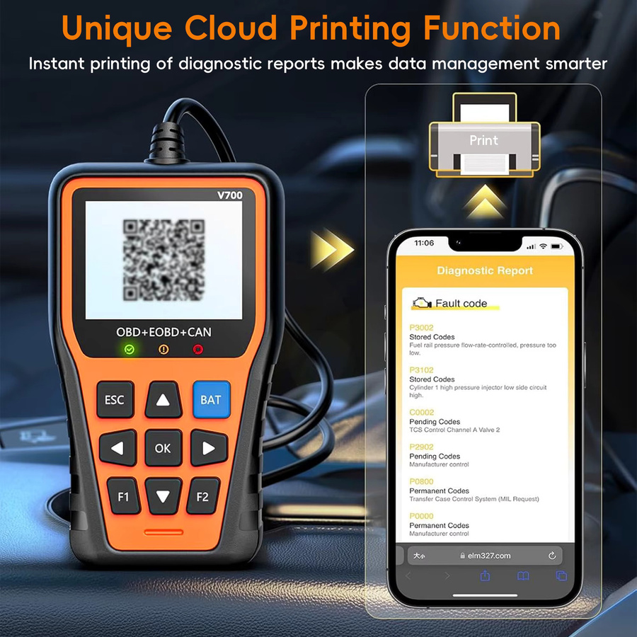 RUOGINSS OBD2-Scanner Diagnosegerät mit Reset-Funktion, Modus 6, Modus 8 und I/M-Bereitschaftsprüfung in Orange und Schwarz - Bild 4