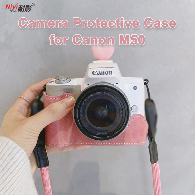NiYi Focus Kameratasche aus PU-Leder für Canon EOS M50 mit Schultergurt und Handgelenkschutz - Bild 1
