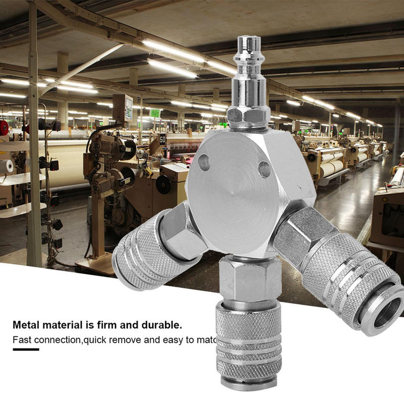 Luftschlauch Verteiler Schnellwechsler Set mit 3 Adaptern und Splitter aus Messing in Silber, 1/4 NPT - Bild 2