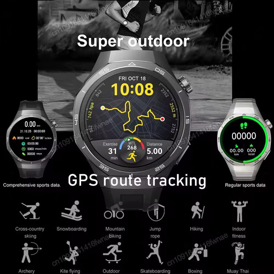 Ola Esporte Hw12 Smartwatch für Herren mit HD AMOLED-Bildschirm, GPS, Herzfrequenzmessung, Blutdruckkontrolle und Bluetooth-Anruffunktion, wasserdicht, in Schwarz oder Silber - Bild 5
