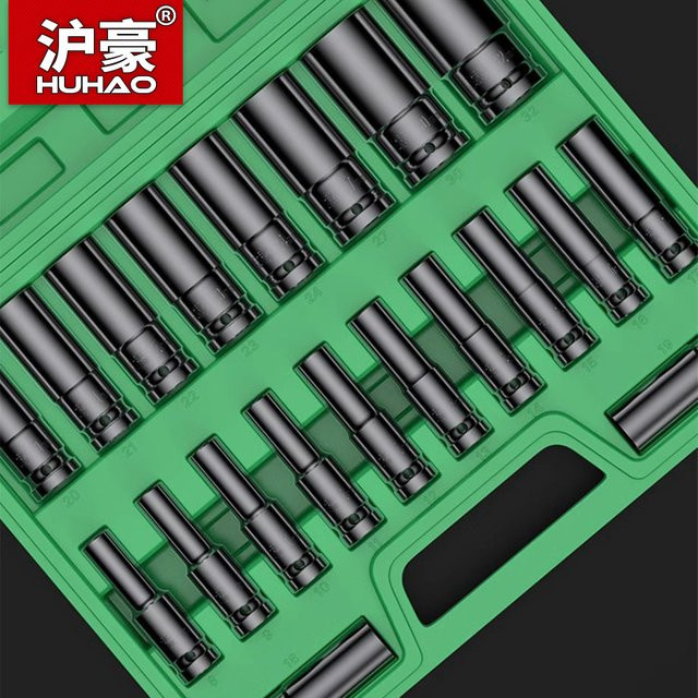 HUHAO 6-Punkt-Schlagschraubsatz mit 1/2-Zoll-Antrieb aus Kohlenstoffstahl, 10–20 Stück Set, metrische Größen 8–32 mm mit Aufbewahrungsbox - Bild 1