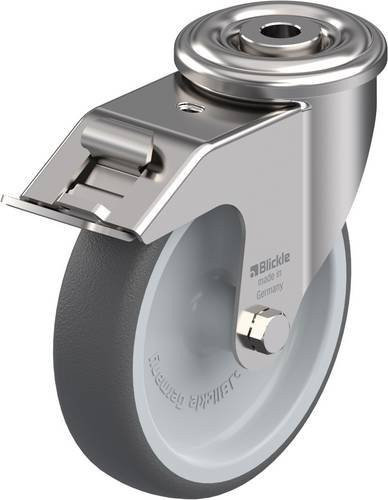 Blickle LEXR-PATH 125G-FI Lenkrolle mit Feststeller aus Edelstahl in Grau und Silber, Rad-Durchmesser: 125 mm, Tragfähigkeit: 150 kg - Bild 1