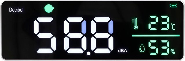 Painter Wandhängendes Schallpegelmessgerät mit 11 Zoll großem LED-Bildschirm und Temperatur- sowie Feuchtigkeitsmesser in Weiß - Bild 1