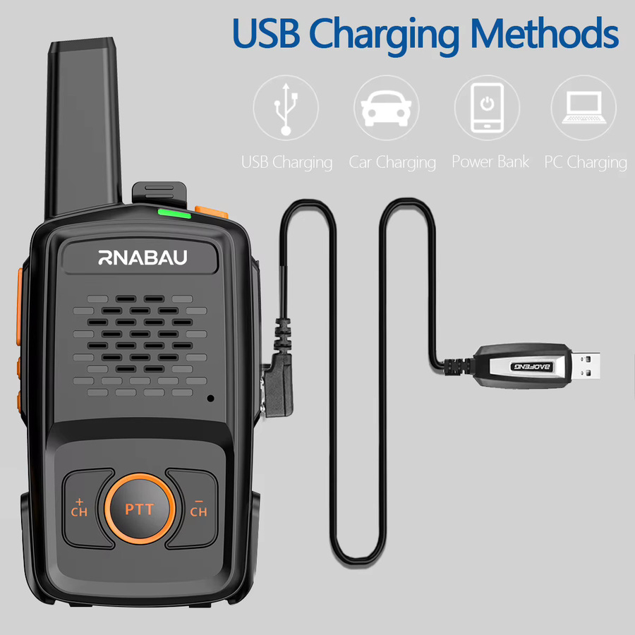 RNABAU Mini Walkie-Talkie MT-N1 Professionelles UHF Zwei-Wege-Funkgerät mit 16 Kanälen in Schwarz, kompatibel mit Baofeng - Bild 5