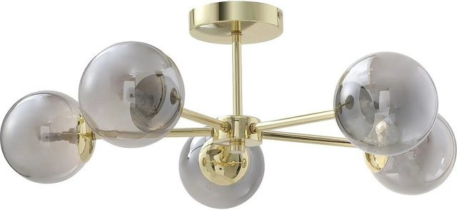 Vente-unique Deckenleuchte Sofia in Grau und Gold mit Kugeln aus Glas und Metall, Durchmesser: 58,5 cm - Bild 1