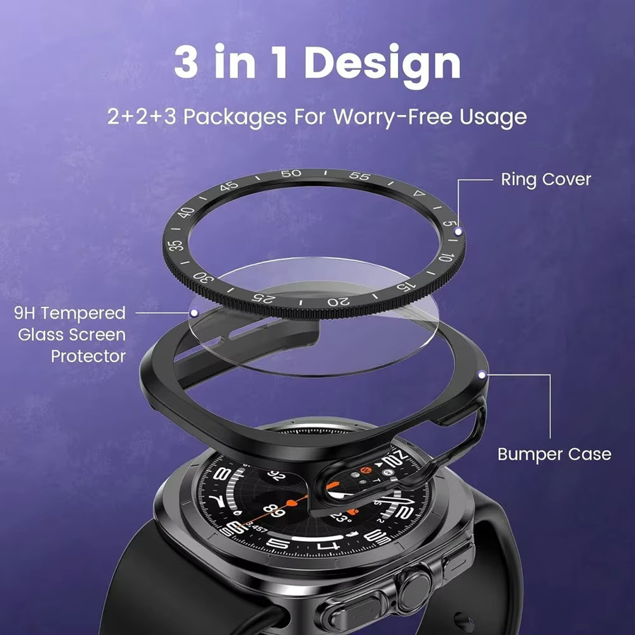 Mptionx Schutzset für Samsung Galaxy Watch 7 Ultra 47mm, Silikon, Silber - Bild 3