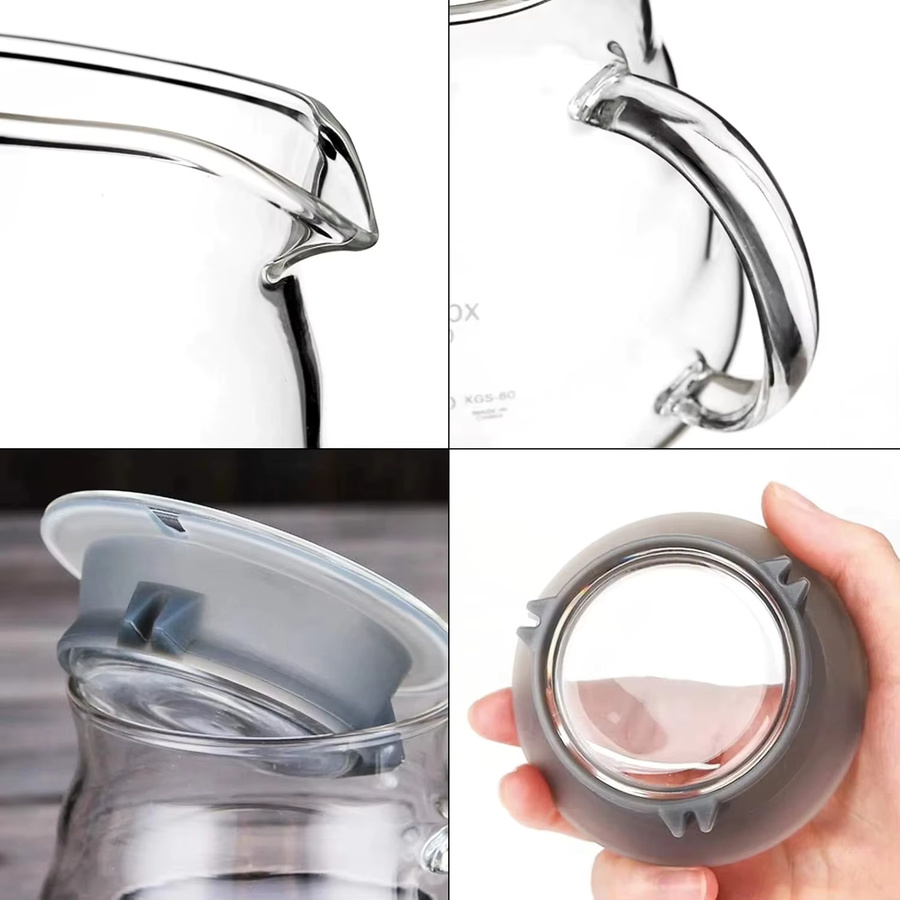 Easy Time Kaffeekanne und Trichter Set aus Glas in Transparent, handgefertigtes Wolkenform Kaffeefilter-Set mit Extraktionsbecher - Bild 2