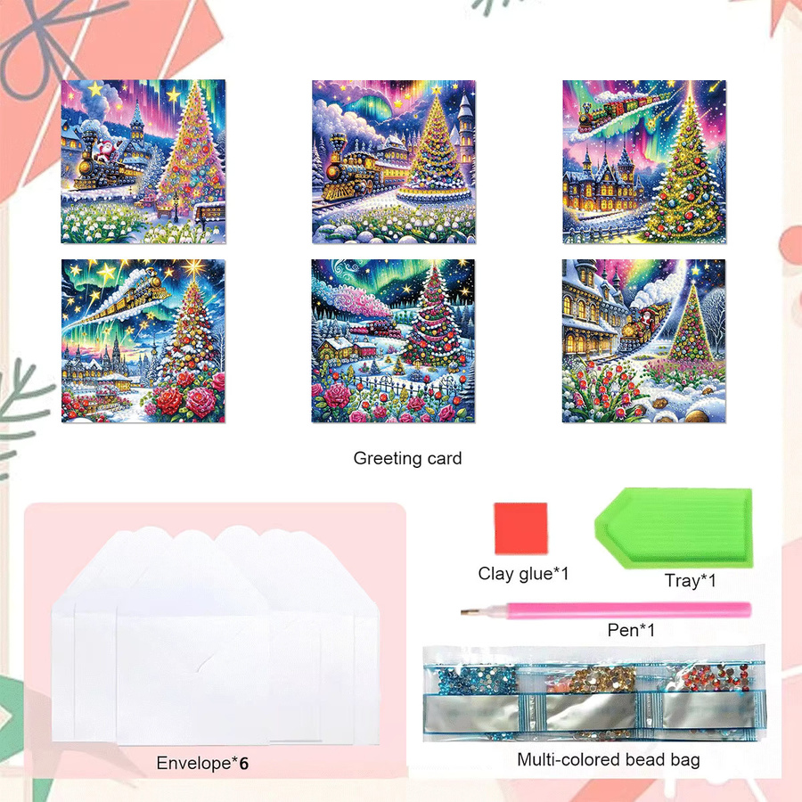 6 DIY Diamant-Malsets für Weihnachtsgrußkarten in Multicolor aus Papier - Bild 4