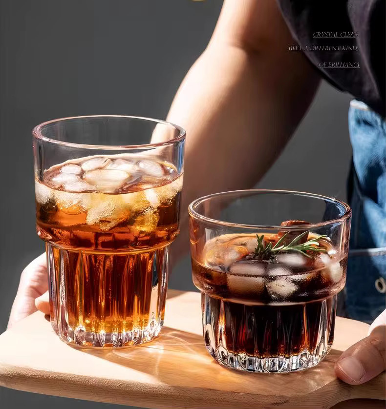 Pige Home Ain stapelbare Glasbecher aus bleifreiem Glas, transparent, 280 ml und 380 ml - Bild 3
