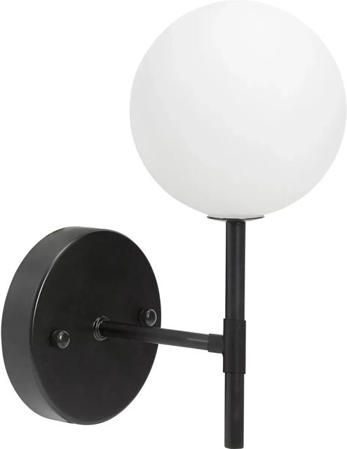 PR Home Sigma S Wandlampe in Kugelform aus Metall und Opalglas, Schwarz, B/T/H: 25 x 12 x 19 cm - Bild 1