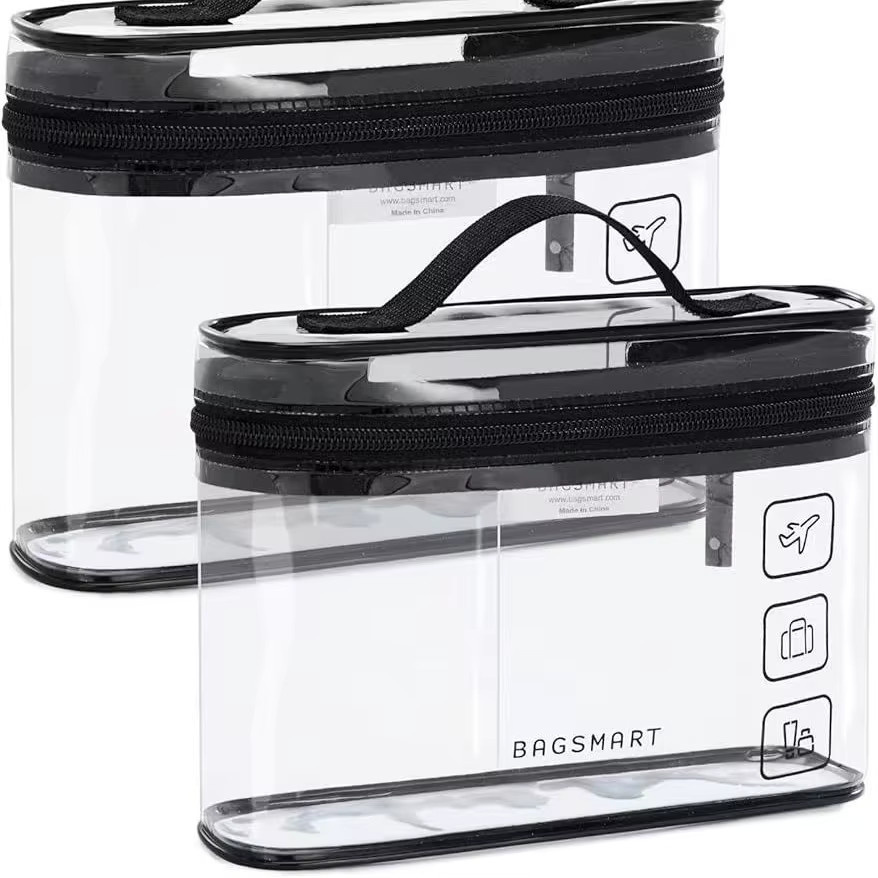 Tragbare transparente Toilettenartikel-Organizer-Tasche aus wasserdichtem PVC mit Griffen, Kosmetik- und Nagelkünstler-Tasche, Farbe: Transparent - Bild 5
