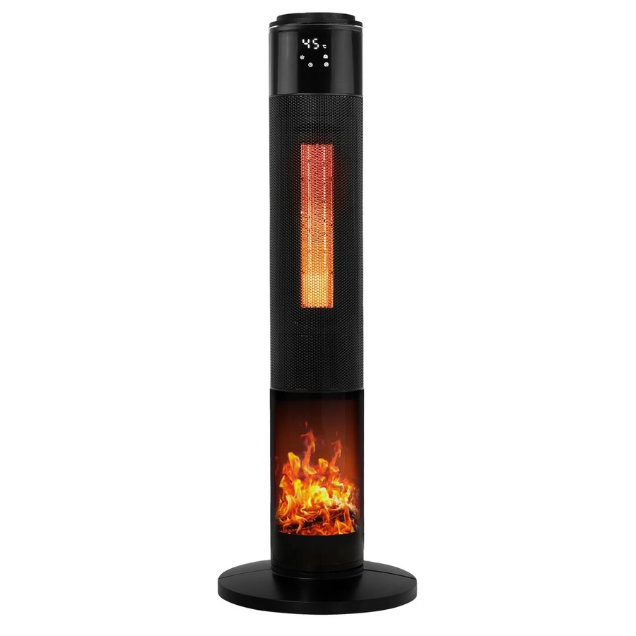 Tronitechnik PTC Turmheizer Keramikheizer Elektrokamin mit Kaminfeuer-Effekt, 2000 Watt, Schwarz - Bild 3