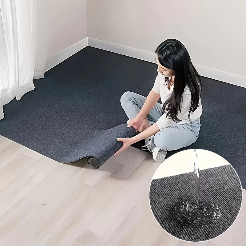 Selbstklebender Badezimmerteppich in Lichtgrau für Schlafzimmer, Wohnzimmer und Küche mit hoher Wasseraufnahme - Bild 2