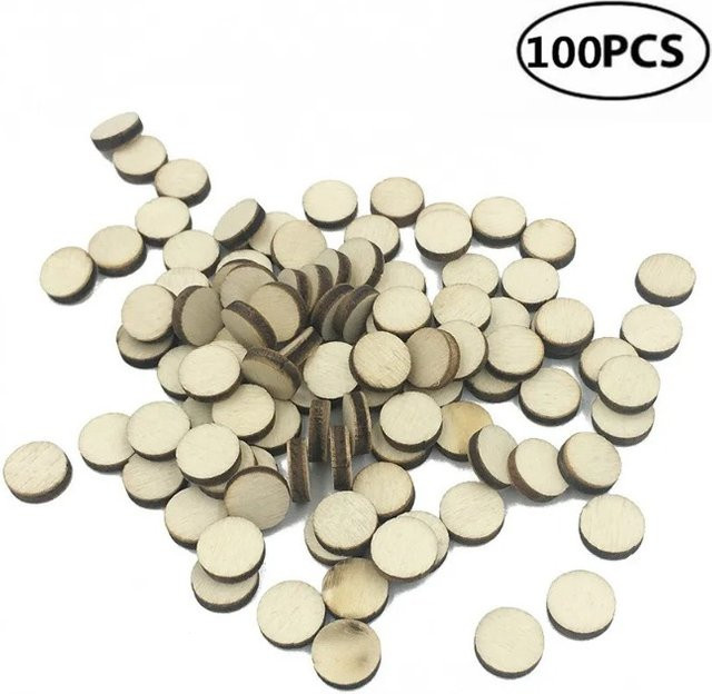 100 Stück natürliche runde Holzscheiben unlackiert für DIY Handwerk und Dekoration Durchmesser: 10 mm - Bild 1