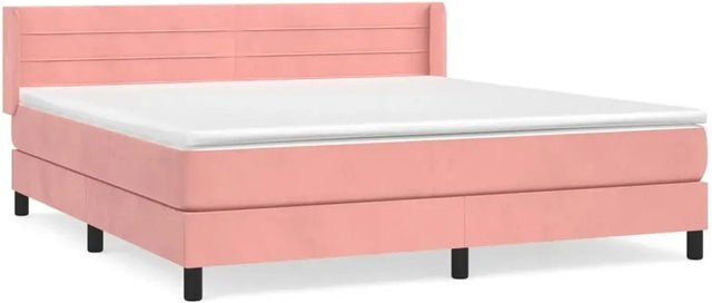 vidaXL Boxspringbett mit Matratze in Rosa, Samt, B/T/H: 160 x 200 cm, Hybrid mit Taschenfederkern - Bild 1