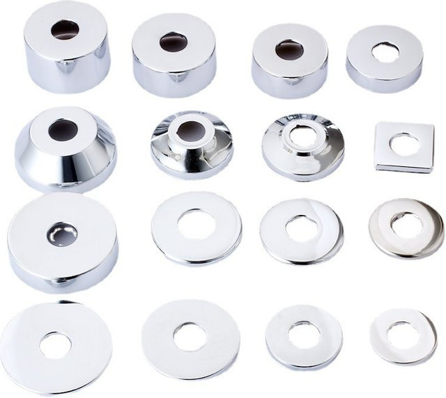 2er-Set Edelstahl Wasserrohrverbinder und dekorative Abdeckplatten für Wand Eckventile in Chrom, 1/2 Zoll und 3/4 Zoll, Farbe: Silber - Bild 1