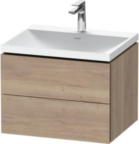 Duravit L-Cube Waschtischunterschrank mit 2 Schubladen in Weiß und Braun, Wandmontage, B/T/H: 60 x 48 x 48 cm - Bild 1