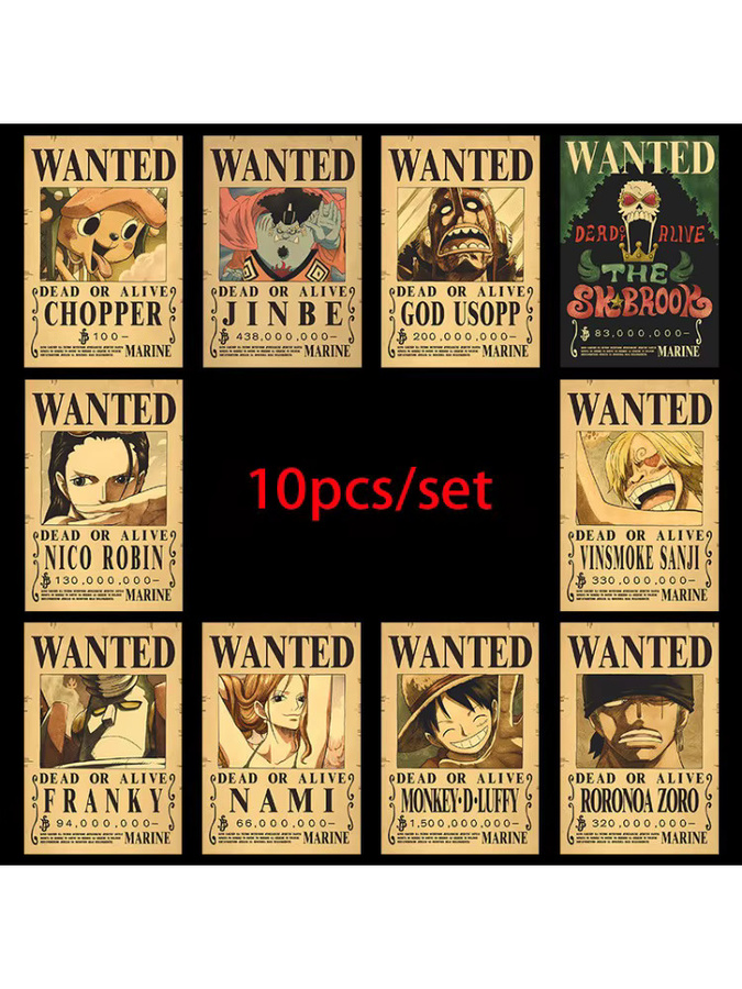 Bandai One Piece Piraten Poster, 10-teiliges Set, vintage, bunt - Bild 4