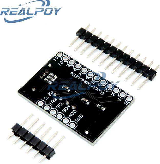 REALPOY MPR121 Breakout V12 Kapazitives Berührungssensor-Controller-Modul mit I2C-Schnittstelle in Schwarz für Arduino - Bild 1