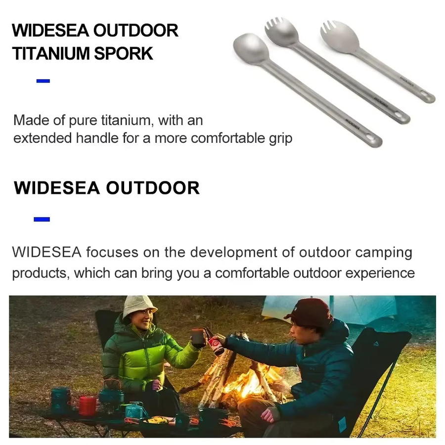 Widesea Spork Löffel aus Titan in Silber, ultraleichtes Camping-Geschirr für Picknick und Wandern - Bild 2