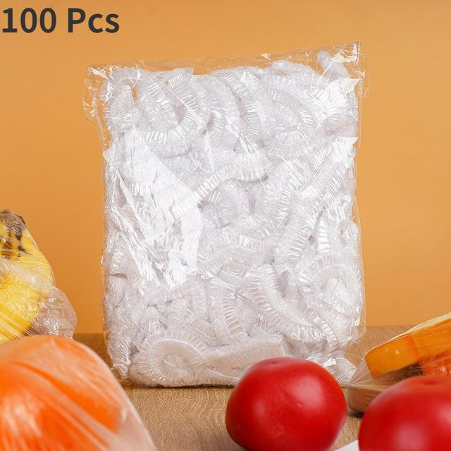 AYTA Einweg-Lebensmittelabdeckung aus transparentem Kunststoff, elastische Frischhaltetaschen für Obst und Gemüse, 100 Stück - Bild 1