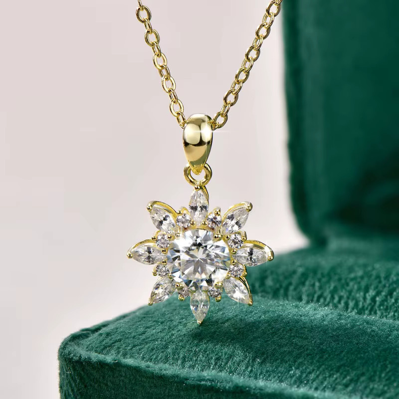 Lnngy Sonnenblumen-Anhänger-Halskette, Moissanit-Diamant, Damen - Bild 4